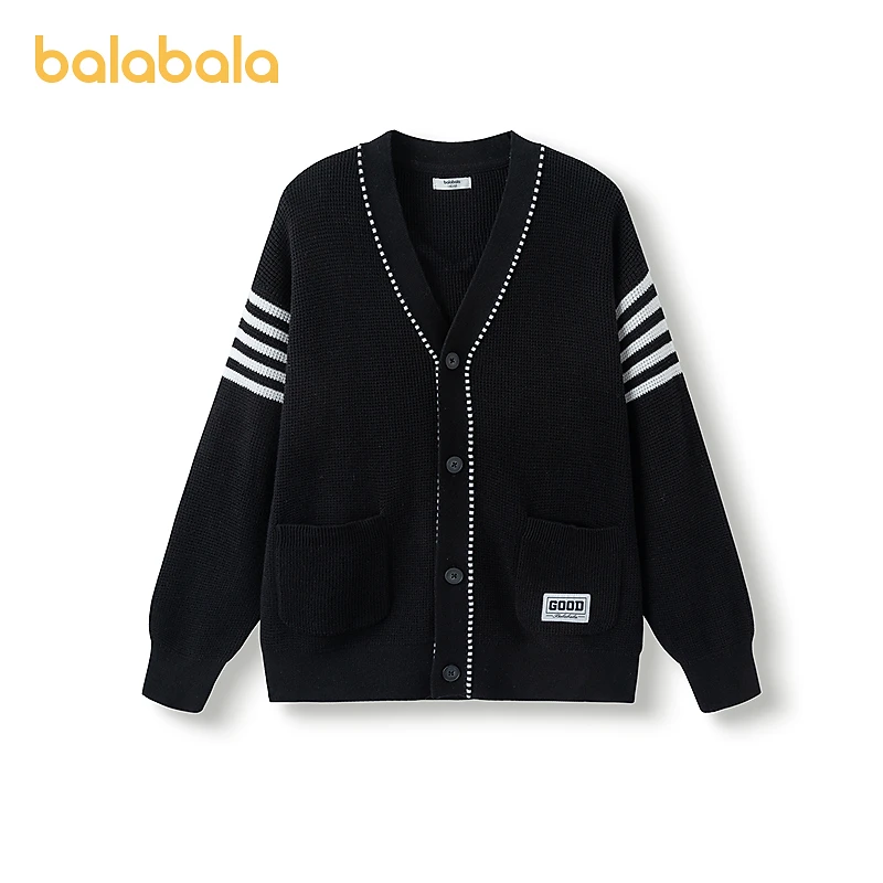 巴拉巴拉男童毛衣儿童针织衫秋装毛衫撞色拼接开衫中大童时尚舒适