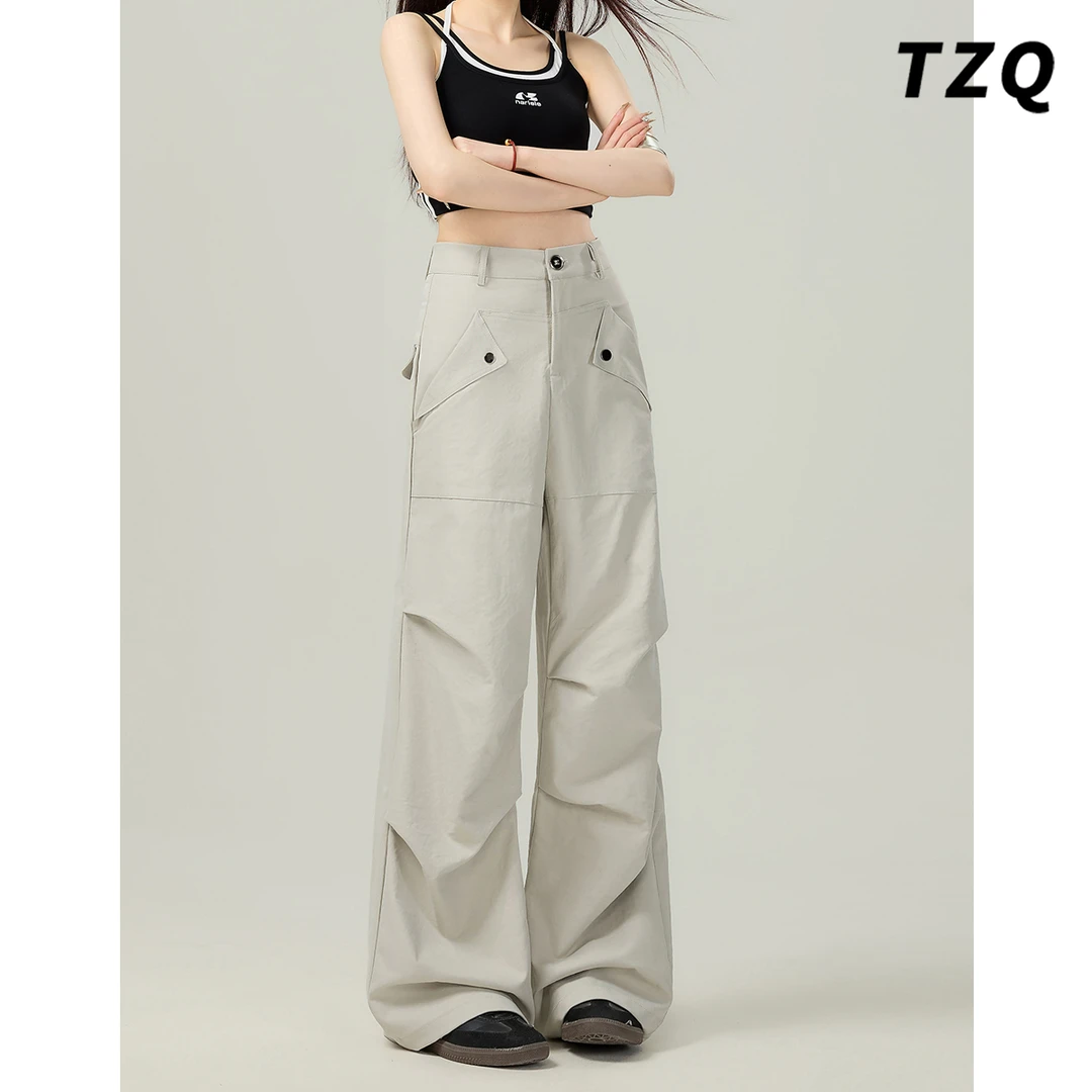 美式复古工装裤女款2025新款秋季厚款高腰宽松冲锋裤子TZQ2542339