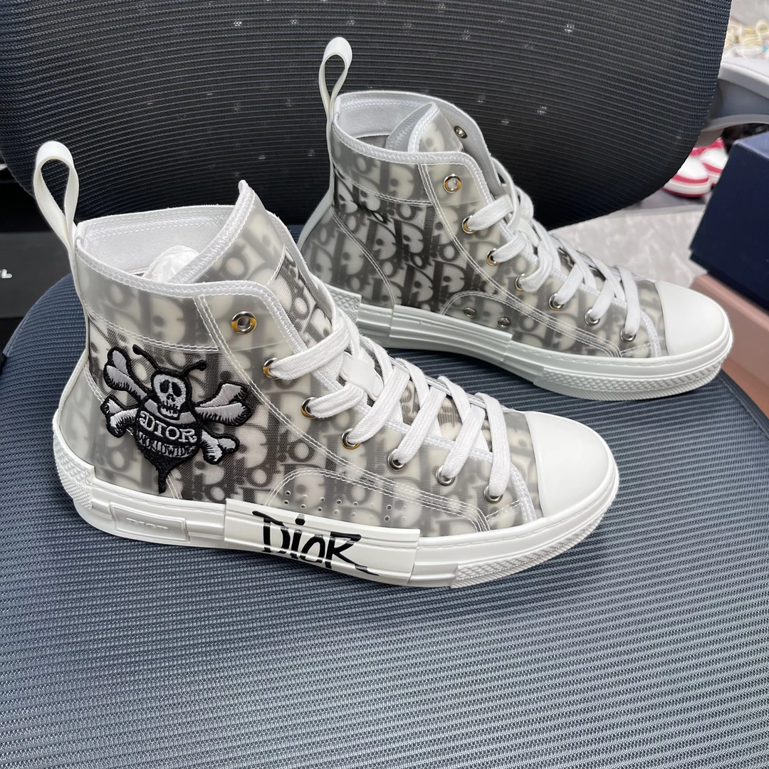 全新未使用 DIOR/迪奥 仅试穿！40码！B23oblique骷髅头高帮帆布鞋