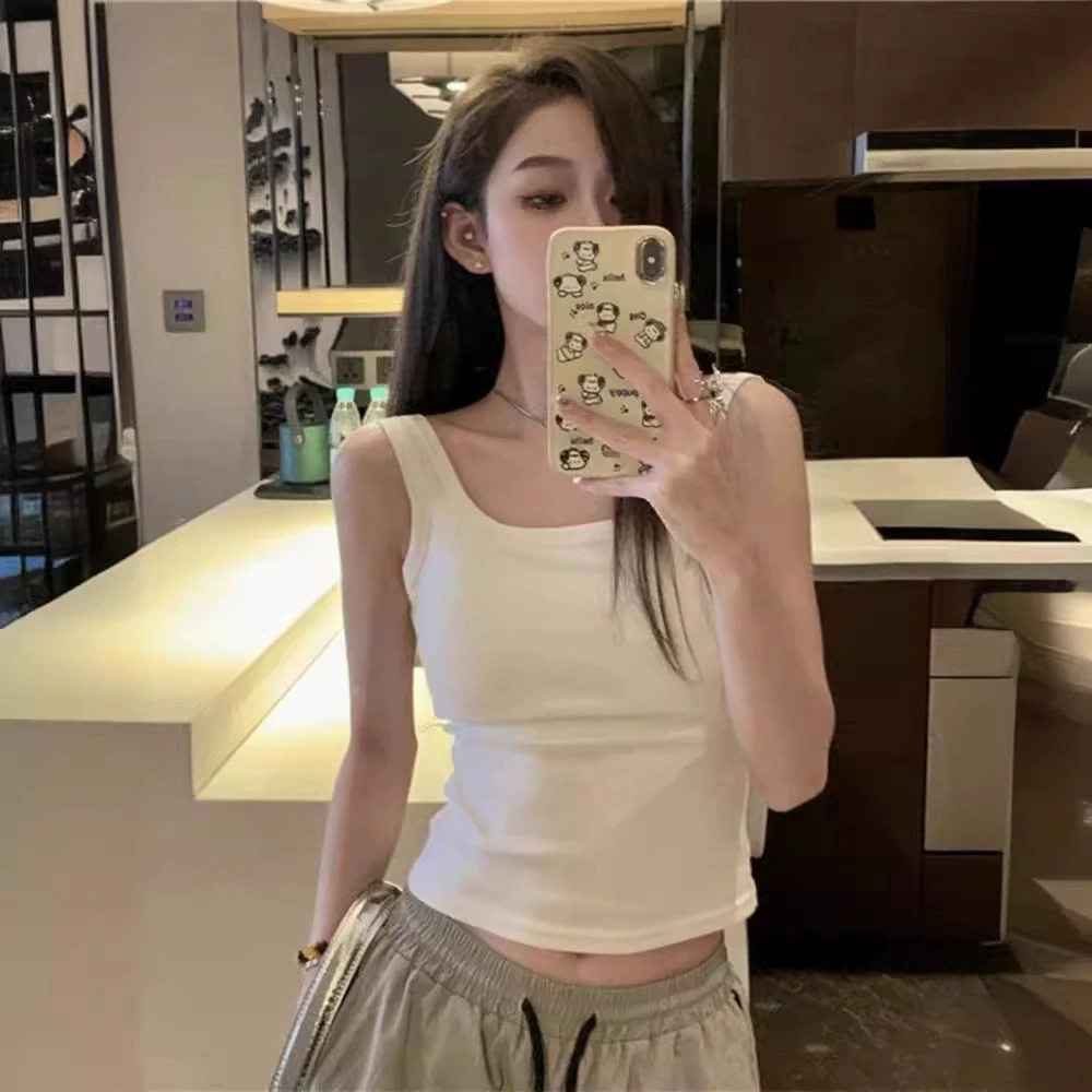 纯欲甜辣妹性感露背收腰显瘦吊带背心女带胸垫瑜伽服百搭健身上衣