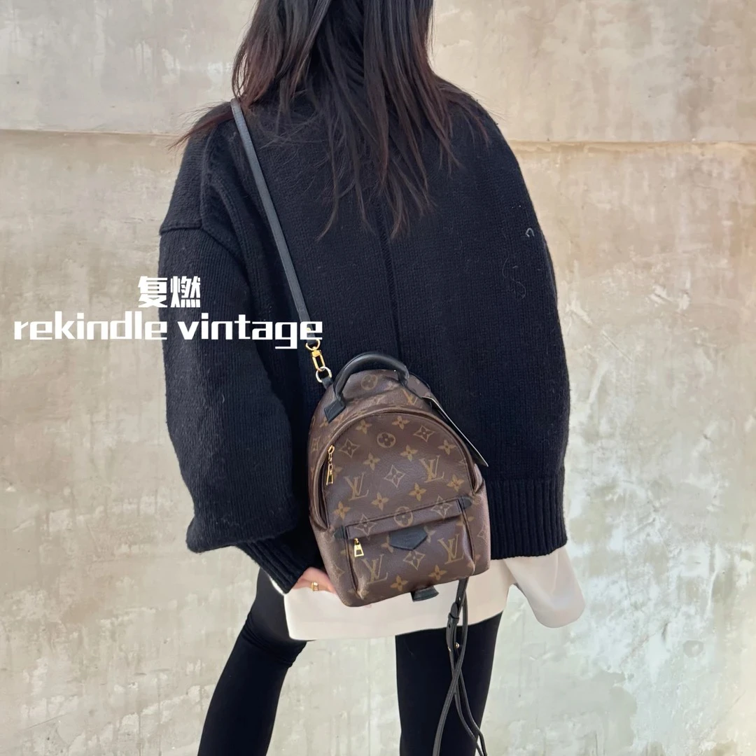 95新 LouisVuitton/路易威登 复燃精选/老花mini双肩包（无原肩带）