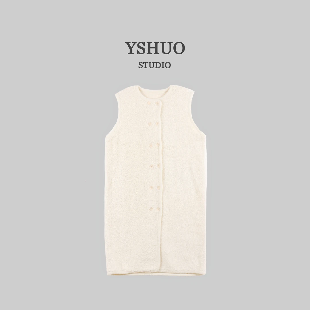 【红红推荐】纯色双排扣无袖马甲连衣裙 590296