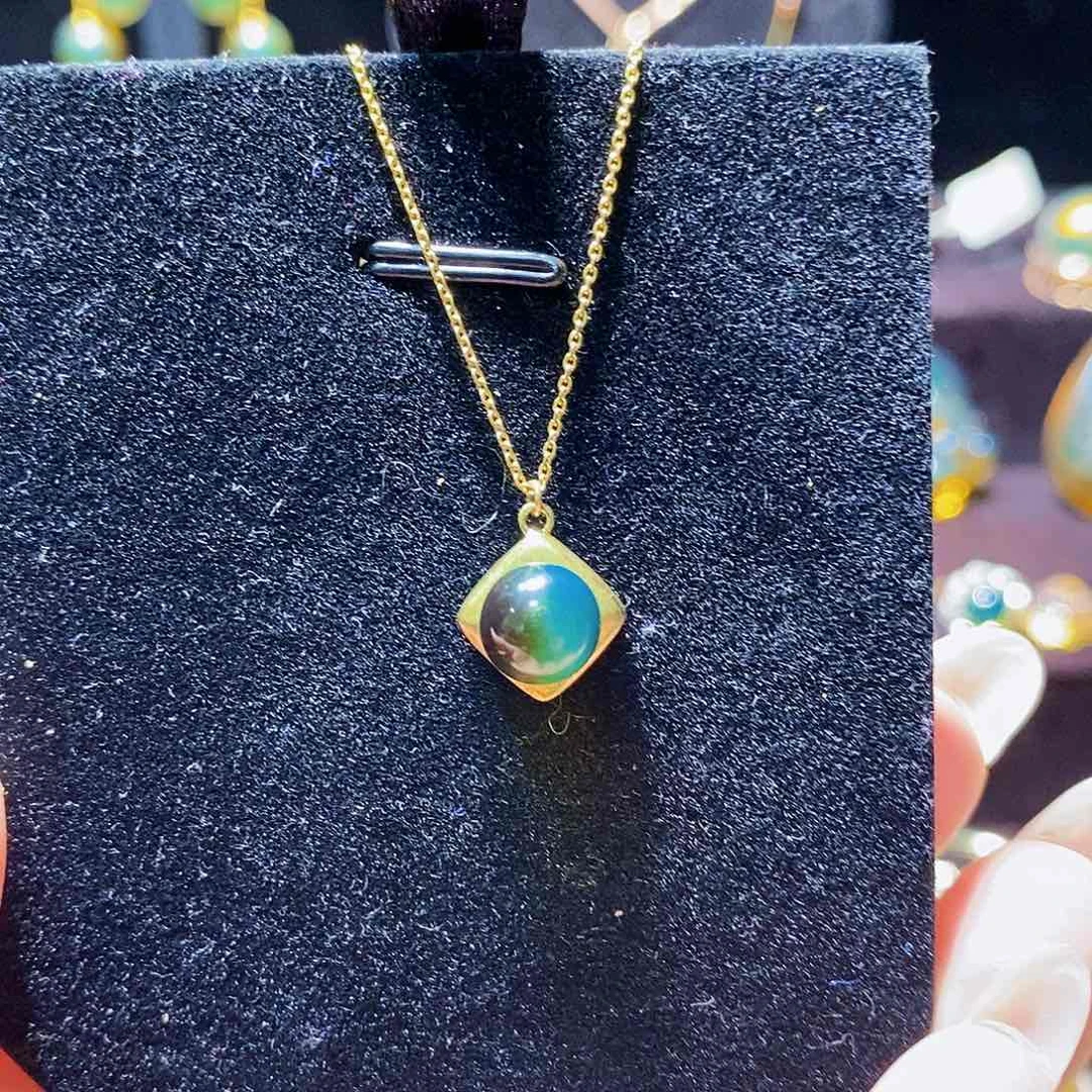 蓝珀颈饰银S925镀金镶嵌用****5红蓝吊坠