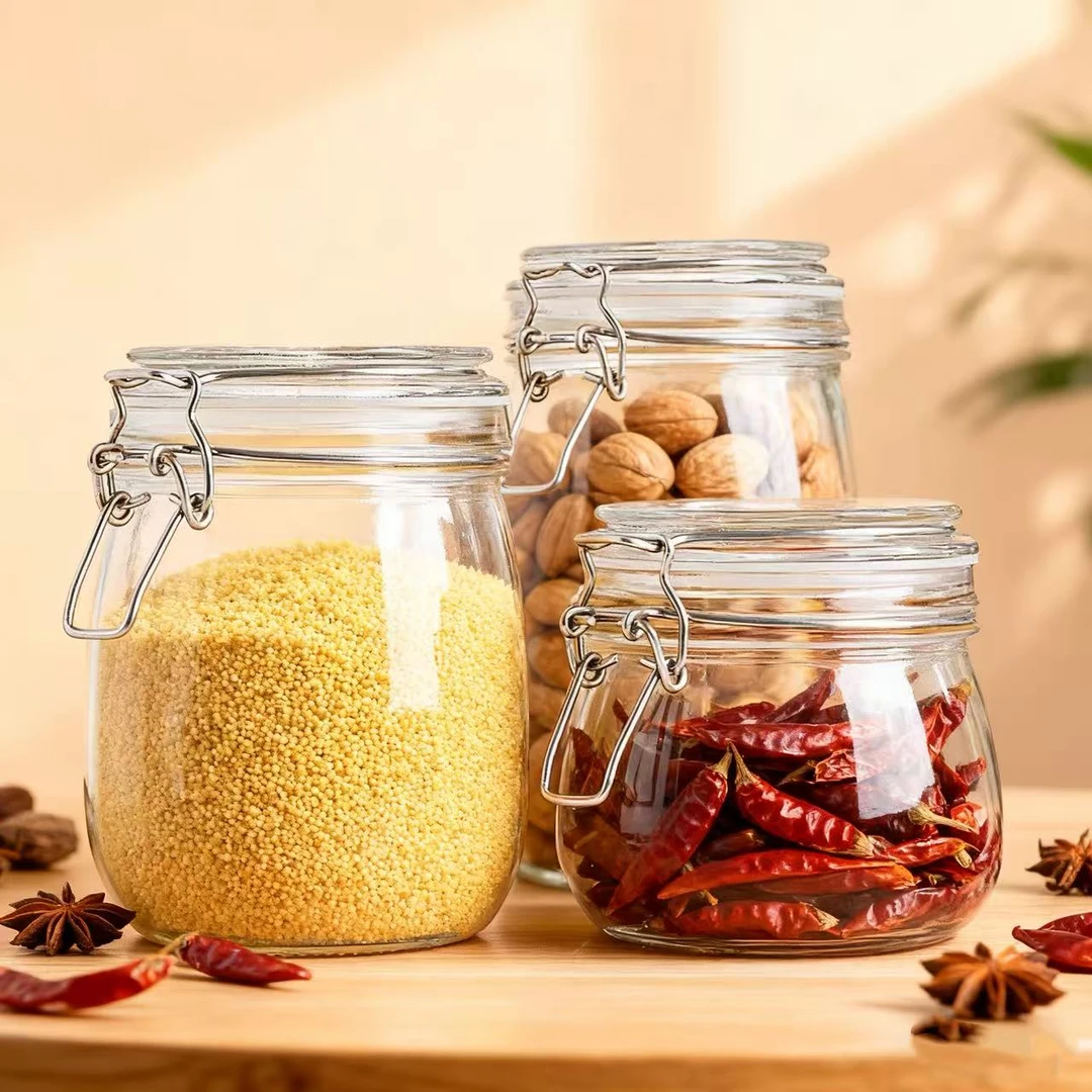 （三件套）加厚玻璃密封罐泡菜坛蜂蜜罐头瓶五谷杂粮果酒瓶
