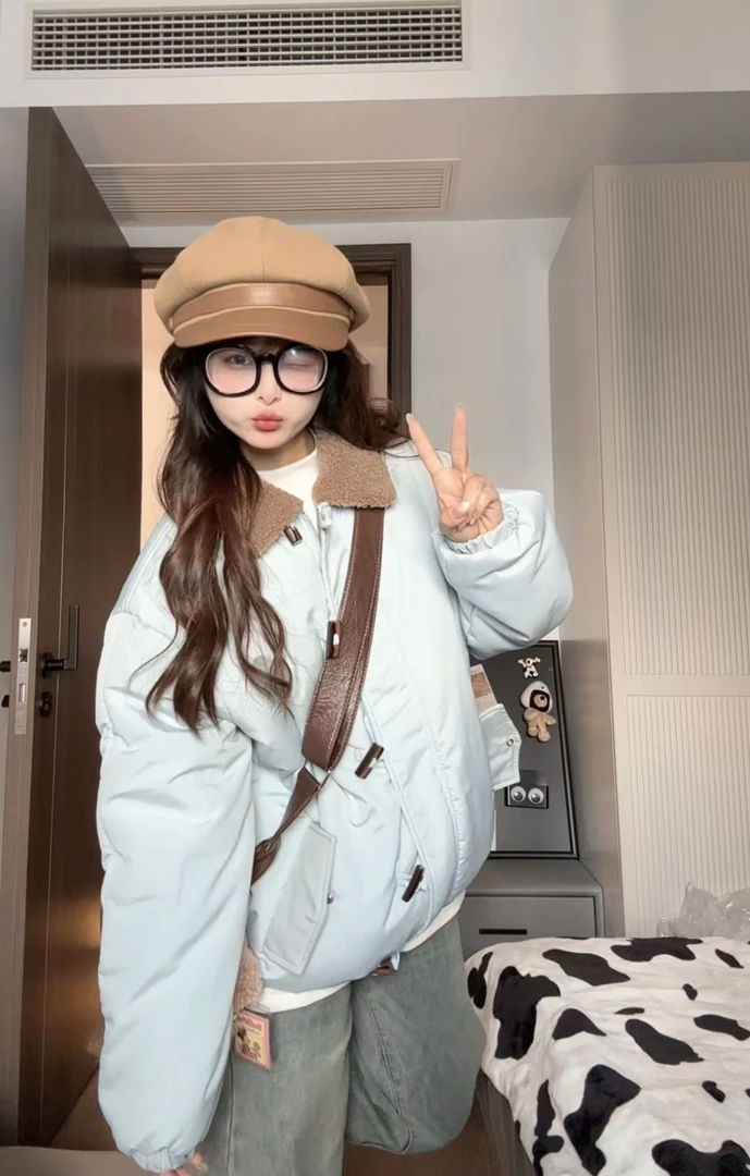 2024新款秋冬季韩系超好看短款棉服外套