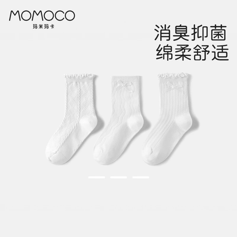 MOMOCO/玛米玛卡儿童夏季女童女孩抑菌防臭透气薄款浅口短筒袜子
