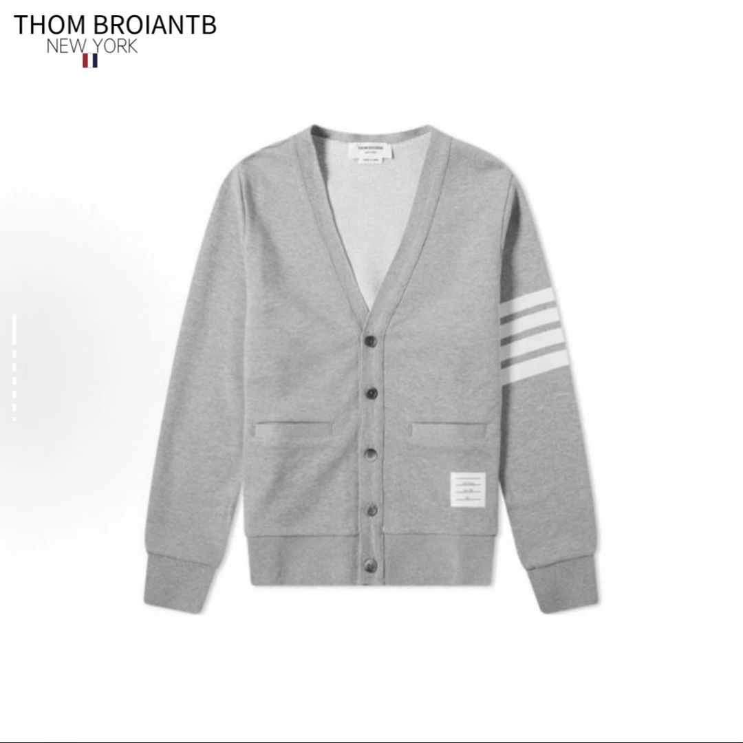 THOM BROIANTB【官方正品】汤姆布郎徽标LOGO撞色条纹印花针织开衫