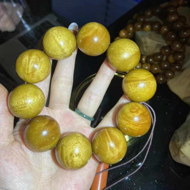 A1106-无礼盒  天然小水波纹金丝楠手串2.0规格高油高密文玩佛珠