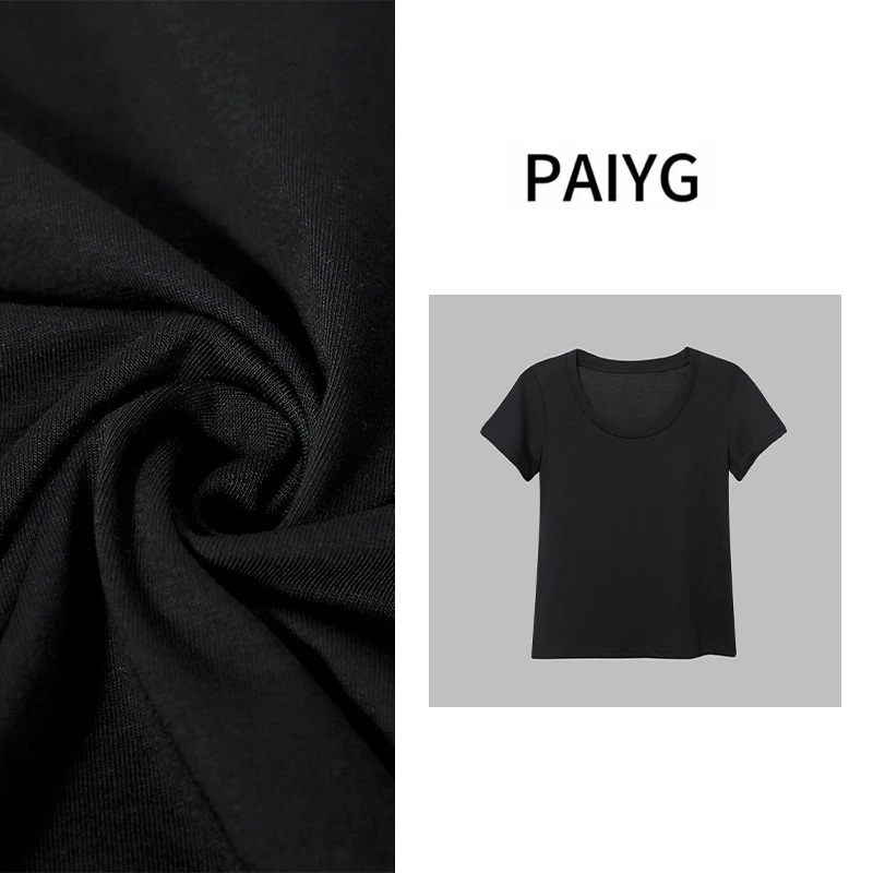 【PAIYG】澳洲羊毛U领T轻奢莫代尔天丝索罗那凉感夏季内搭