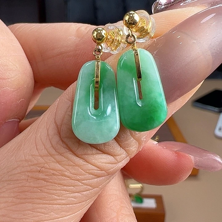 翡翠18K金镶嵌耳饰耳饰