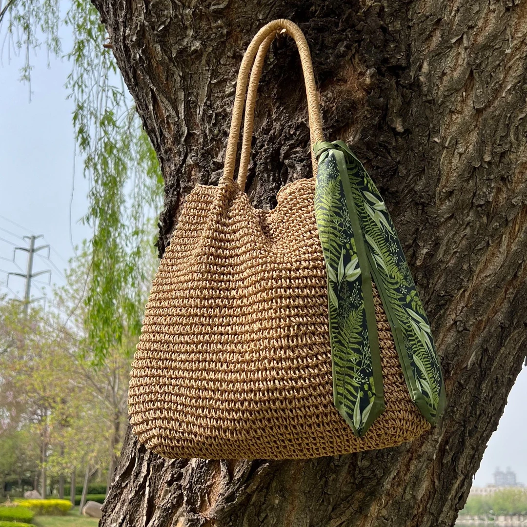 民族风手工编织草编包单肩包文艺休闲大容量沙滩包女包环保时尚