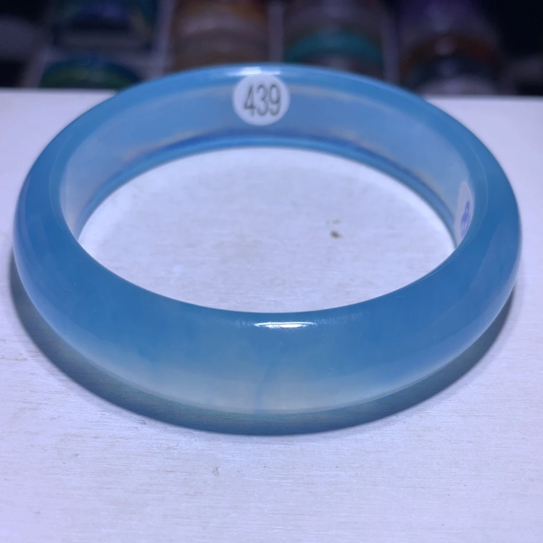 银S925镶嵌水晶手镯海蓝宝60.4圈439