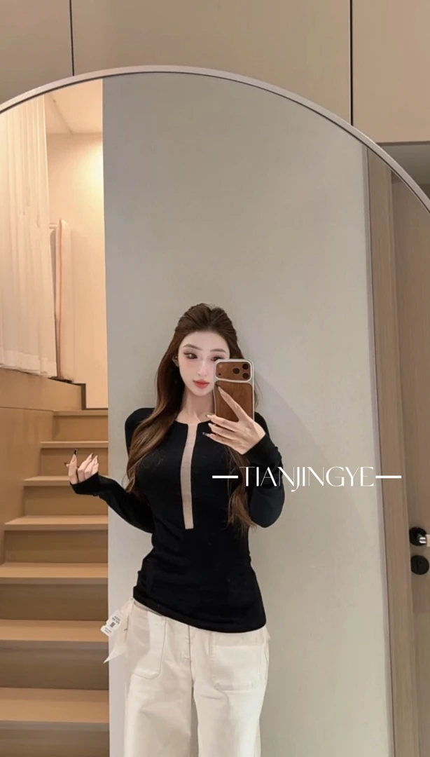 JINGYE/25~ 上新气质秋冬镂空自带胸垫打底内搭