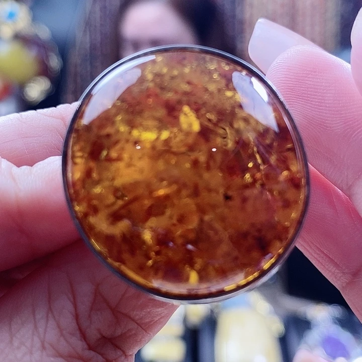 银S925镶嵌琥珀戒指戒指