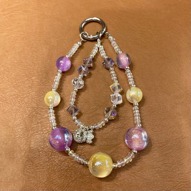 银璃福缀（浅金紫银）精致手工创意梦幻仙女款手机挂链DYL027