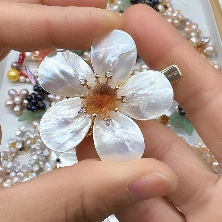 淡水珍珠发饰银S925镶嵌