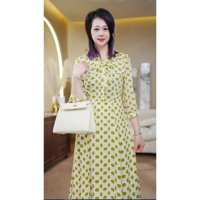 F011轻舞飞扬秋季时尚气质显瘦减龄波点连衣裙