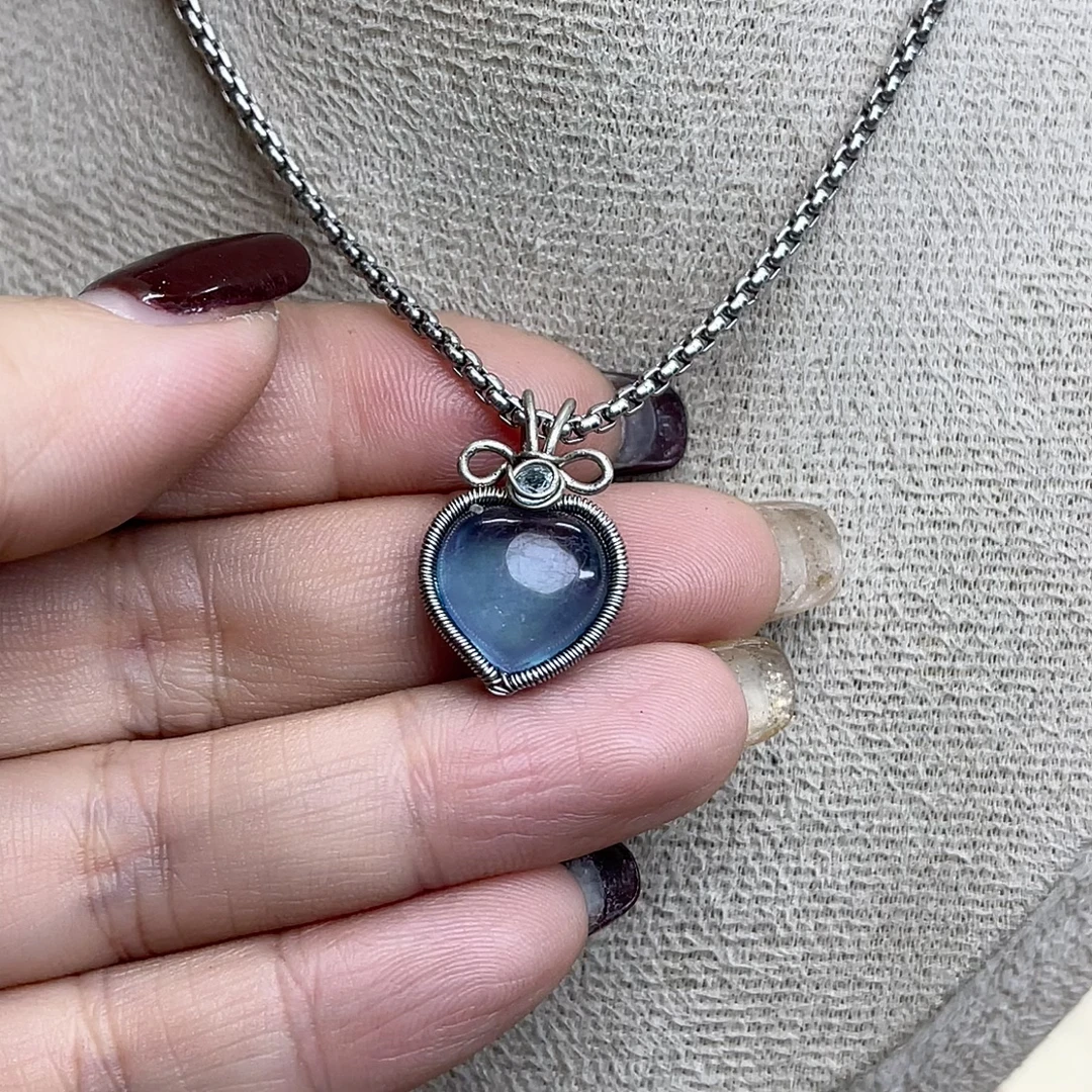 铜吊坠 手工绕线白铜爱心吊坠