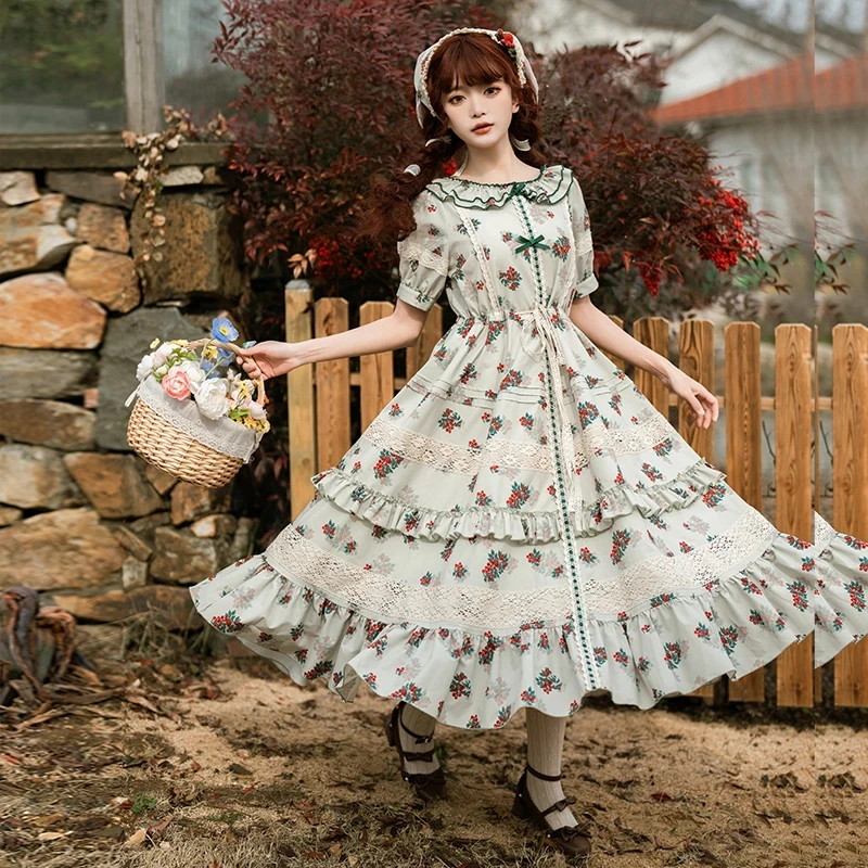 【风之旅 op】withpuji原创设计 PH田园风曲牙双层领连衣裙lolita