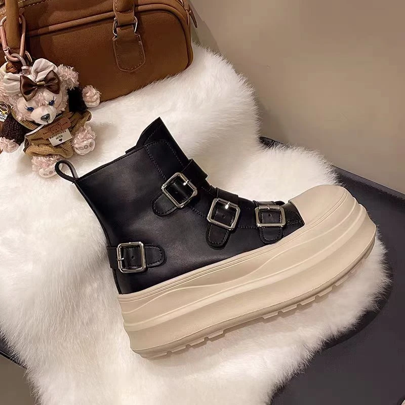 （皮夹克）休闲靴子ins百搭爆款防滑高帮短靴5A7-8651-121