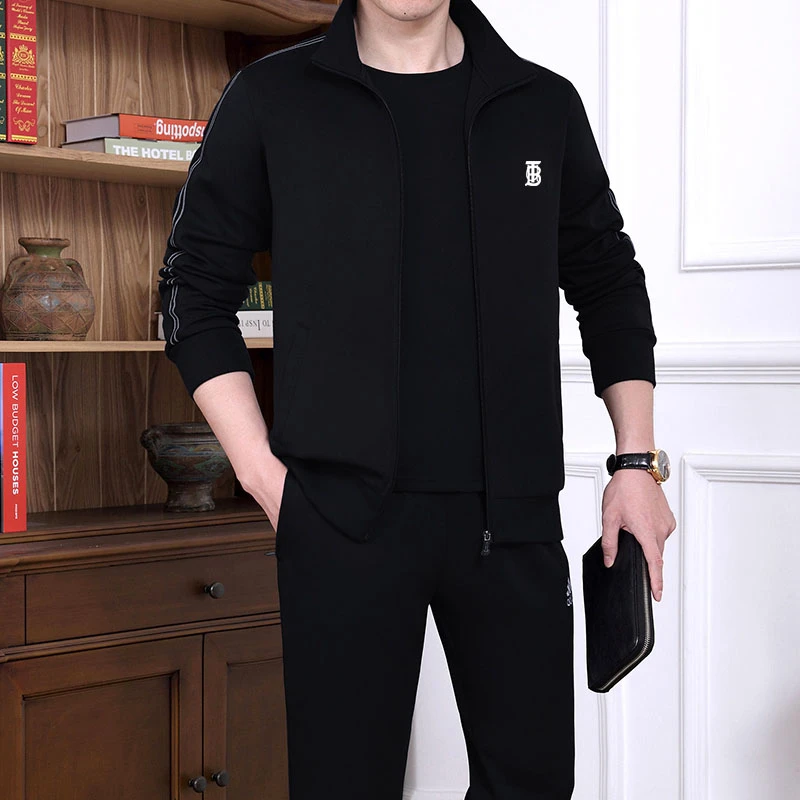 高档中老年运动服外套男春秋季休闲运动服卫衣爸爸运动装晨跑服