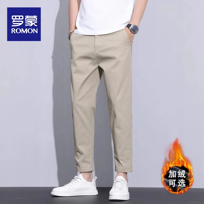 罗蒙2025新款秋冬男士休闲裤百搭轻商务弹力宽松直筒裤子加绒加厚