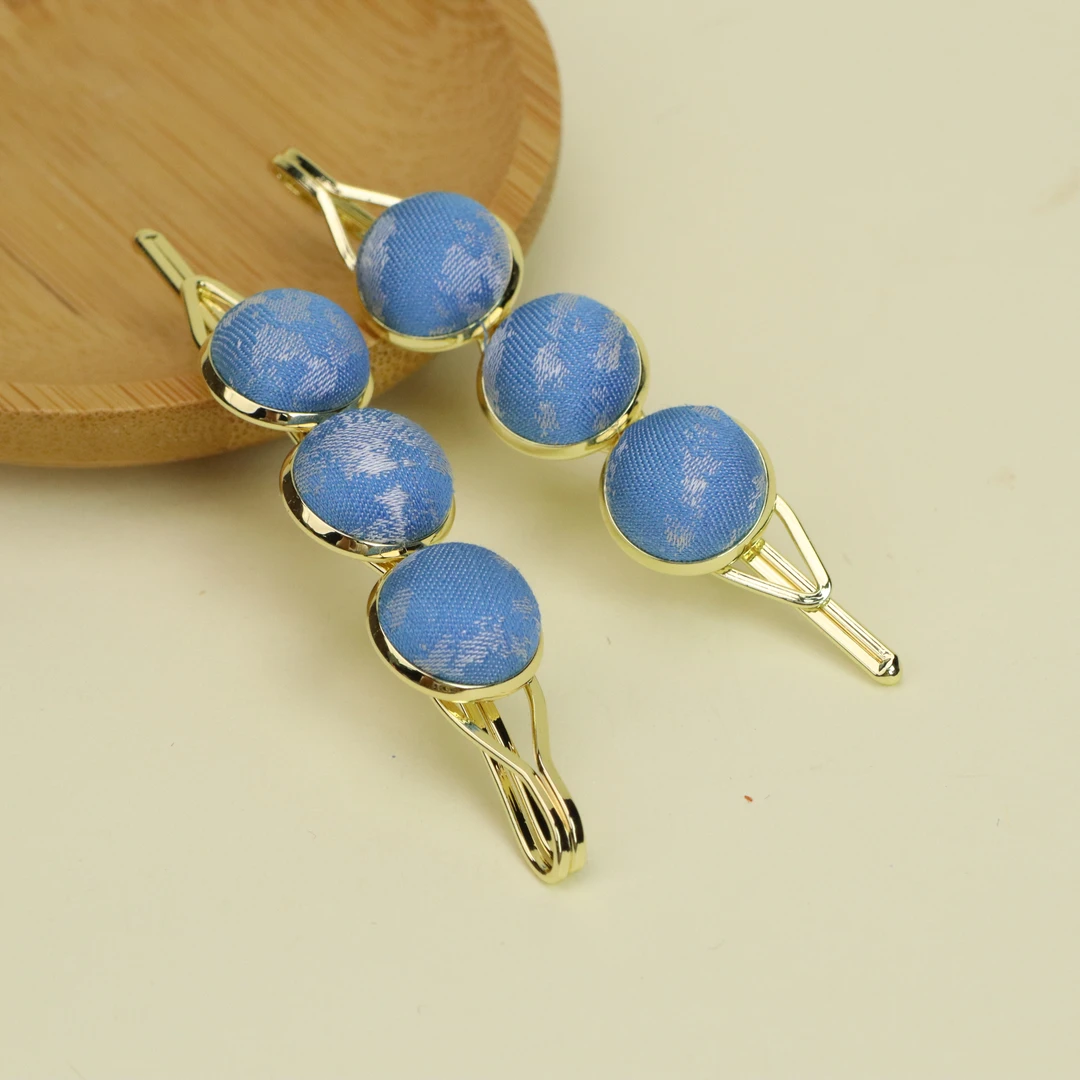 蓝色豆豆发夹-古风可爱日常百搭气质手工制作