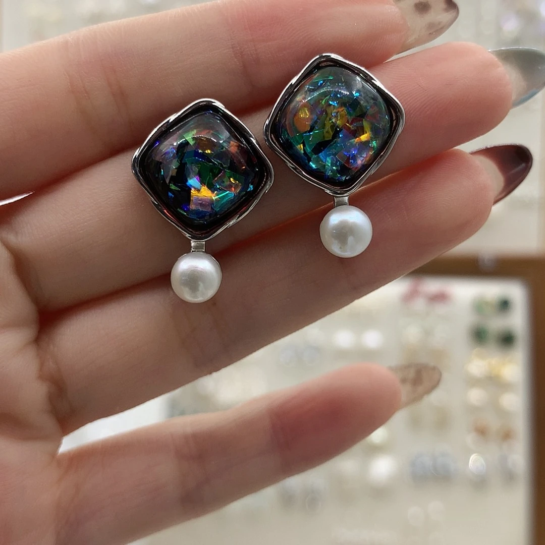 淡水珍珠耳饰银S925镶嵌