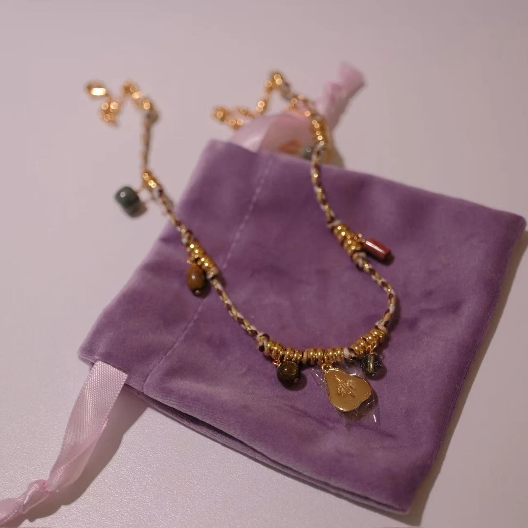 铜合金项链 Art Déco【金金秋梨】金灿灿小梨彩石设计