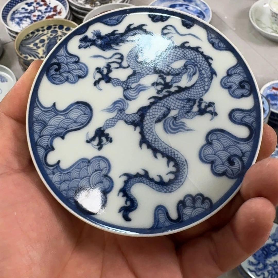 摆件青花穿云龙盖置