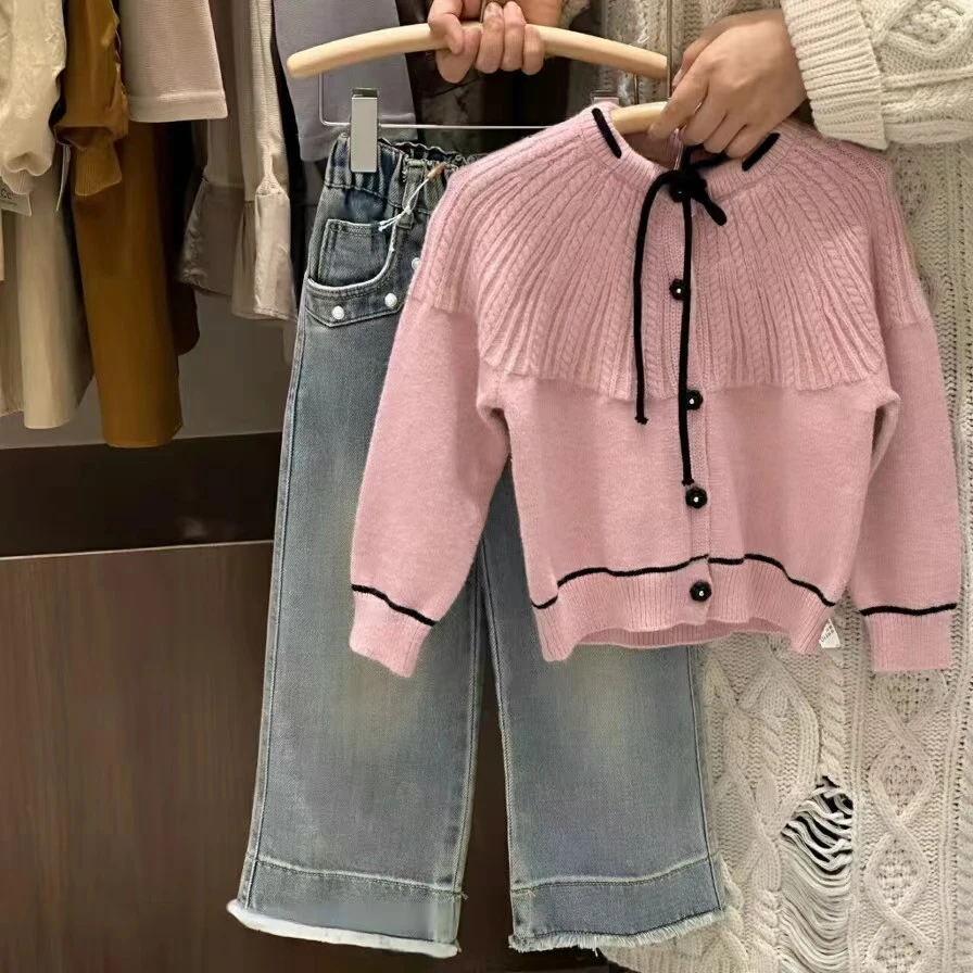 女童针织衫春秋款儿童小香风毛衣外套女宝宝开衫洋气时髦秋装上衣