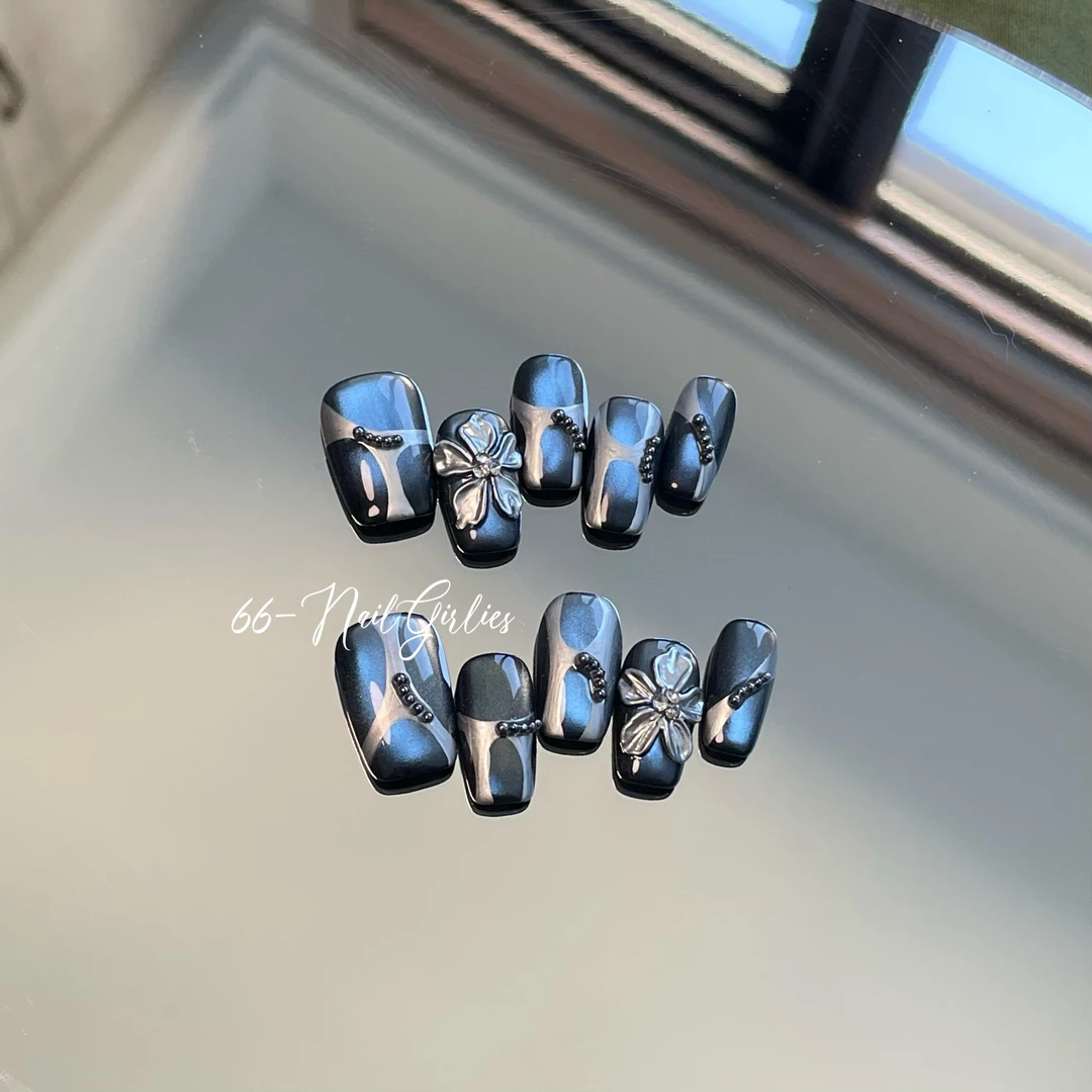 A005纯手工穿戴甲中T雕花欧美手绘金属