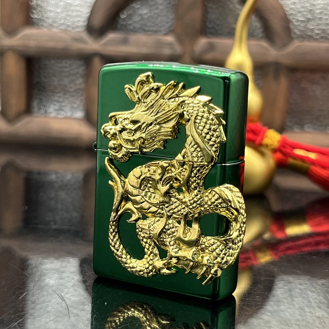 ZIPPO/之宝打火机  金龙常规绿漆贴章【小飞甄选】DYJ1