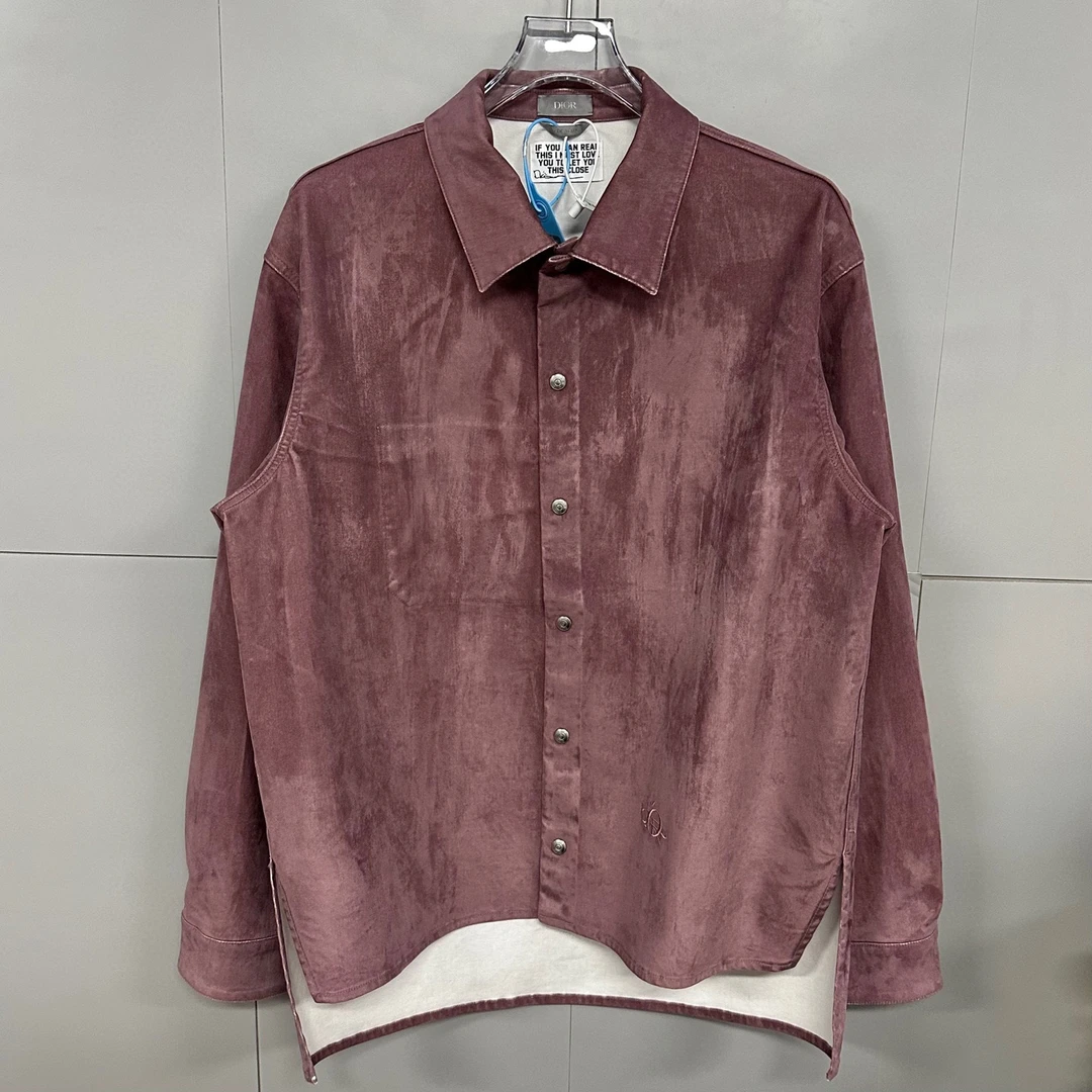99新 DIOR/迪奥 背后刺绣涂鸦字母logo丝绒衬衫外套 52码 D14933