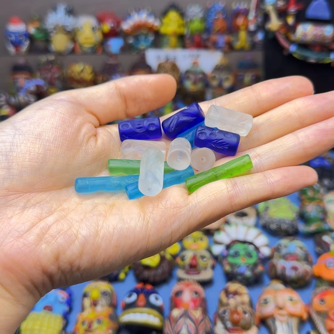 琉璃非金属玻璃颈饰滚印