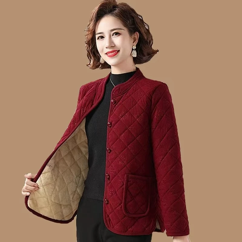 秋冬纯色立领加绒加棉保暖外套