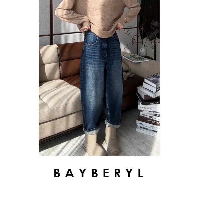 BAYBERYL老贝暖氧吧3.0*加绒保暖冬黑百搭牛仔裤NZK5J0101-11/11