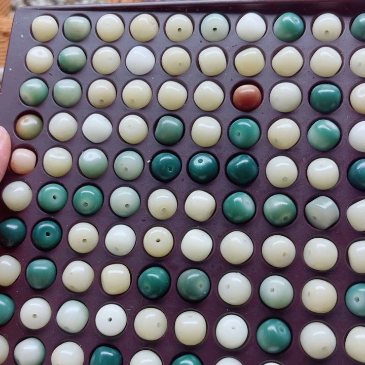 手串白玉菩提瑕疵12-11双色桶珠200颗