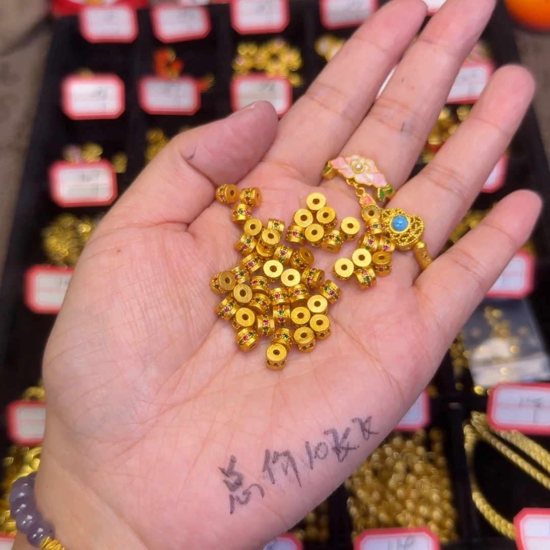 合金精工彩色桶珠1个
