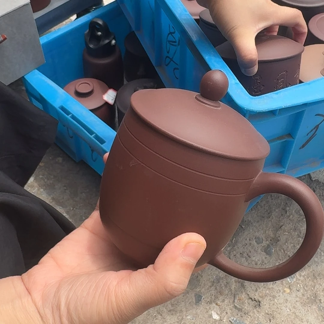 茶杯紫砂双线盖杯