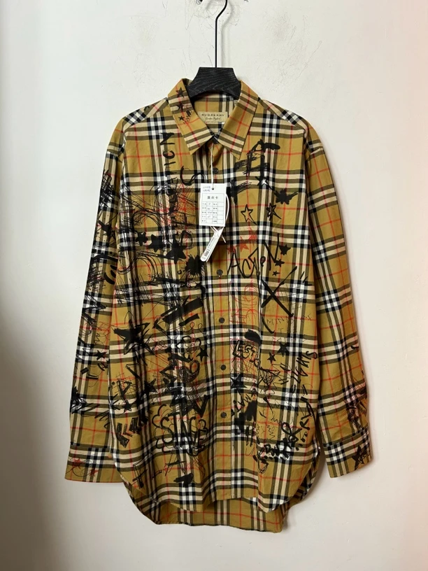 95新 BURBERRY/博柏利 格纹涂鸦衬衫