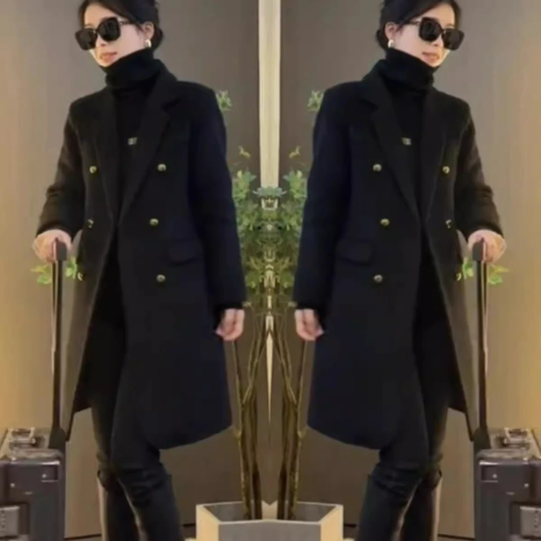 2025新品加大码胖mm长袖女秋冬毛呢外套网红外套韩版冬季呢子大衣