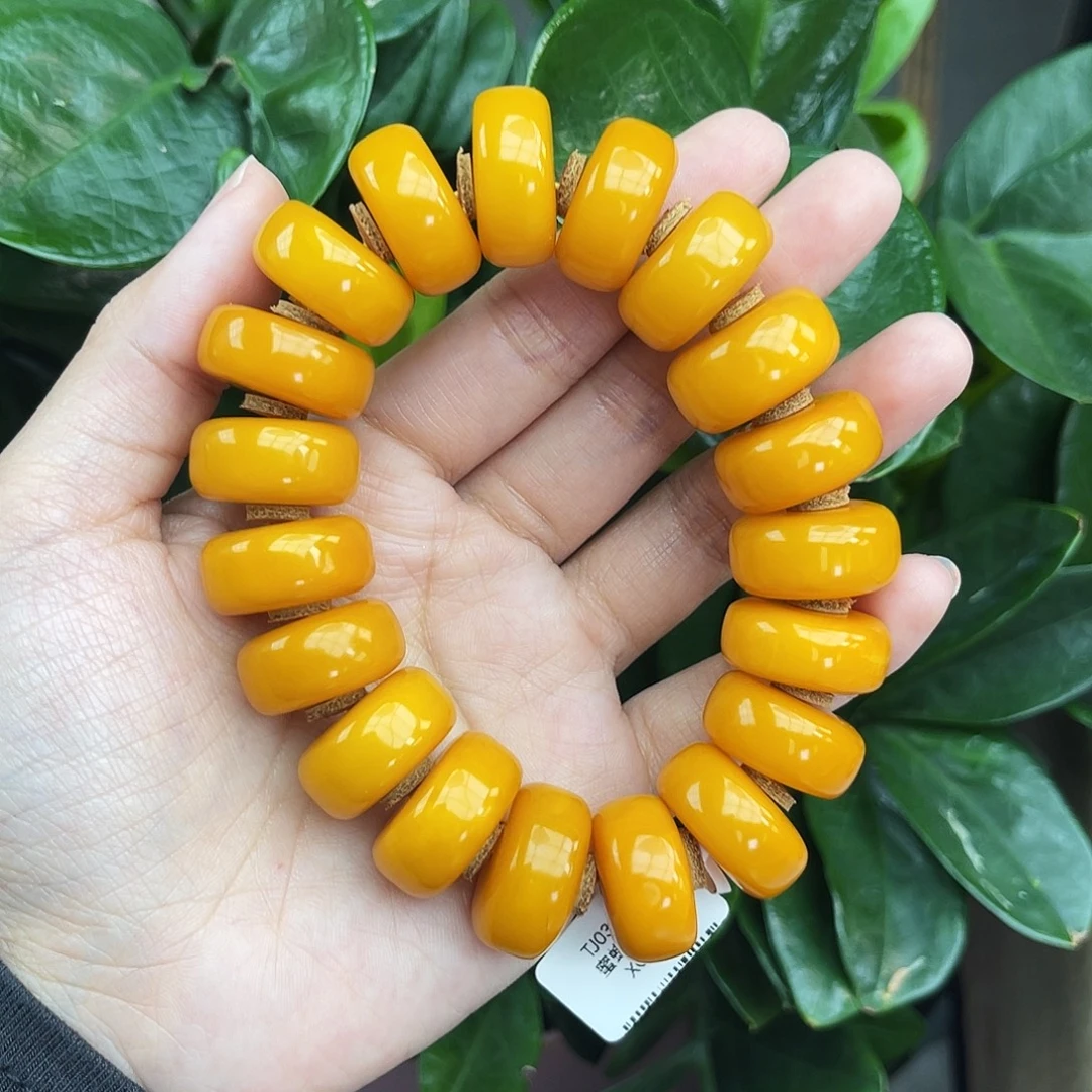 琥珀未镶嵌手链21m老蜡