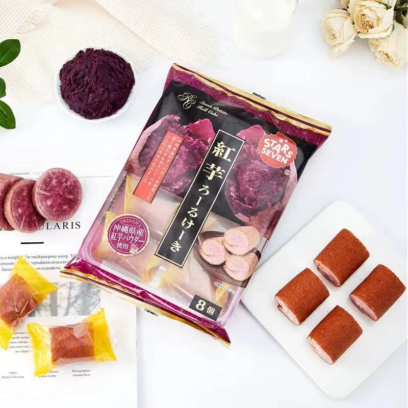【25年4月】日本 STARS SEVEN 3包*128g 紫薯奶油味夹心蛋糕卷