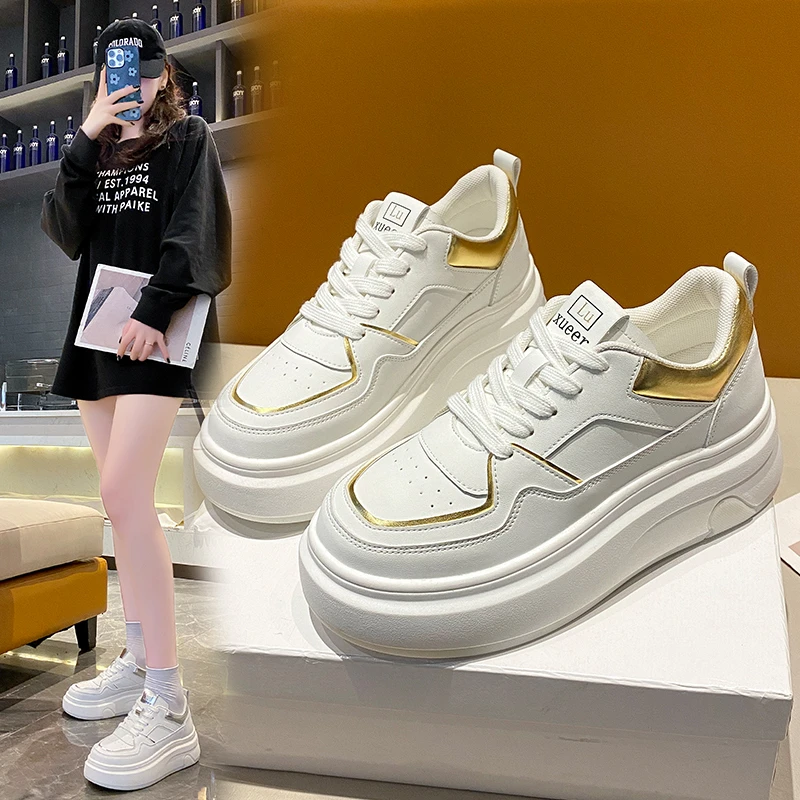 小白鞋女鞋2025春夏新款内增高百搭运动休闲厚底透气网面夏季板鞋