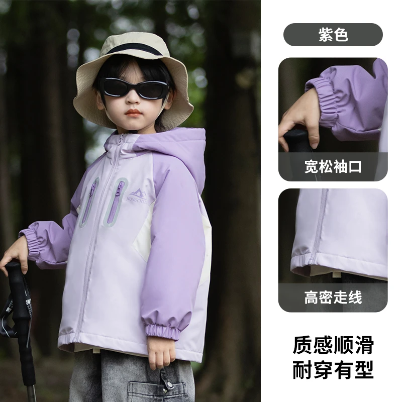 【专柜同款】秋冬新品男中大童秋冬加绒风衣保暖连帽外套DBW57852