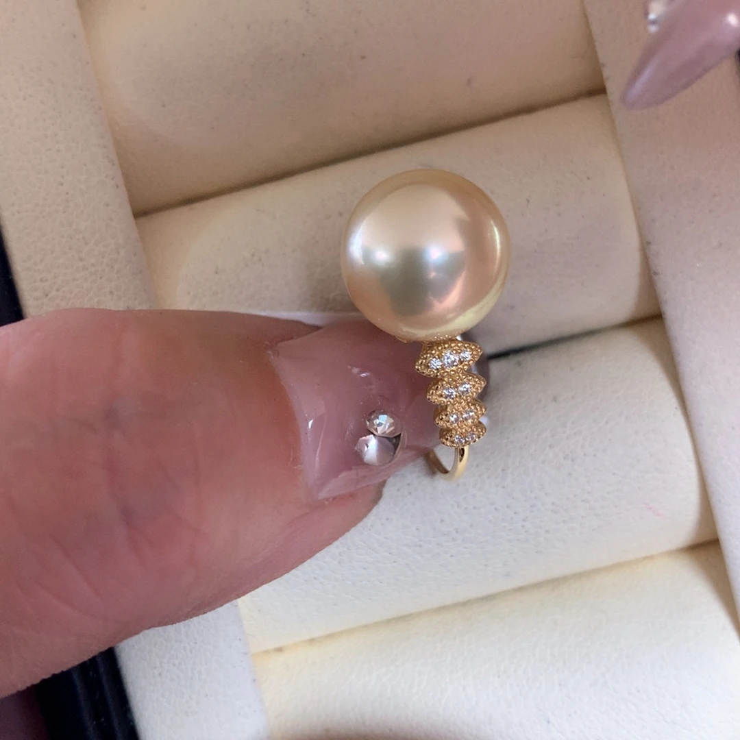 海水珍珠戒指18K金镶嵌