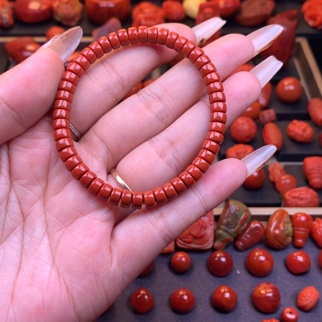 安***善南红玛瑙未镶嵌川料原矿精工药片6mm