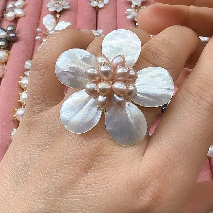 淡水珍珠戒指银S925镶嵌
