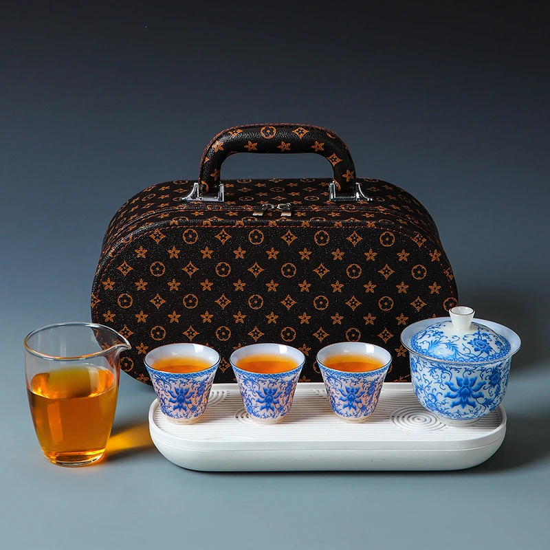 璞玉瓷旅行茶具户外车载便携式快客杯家用功夫茶具公司活动伴手礼